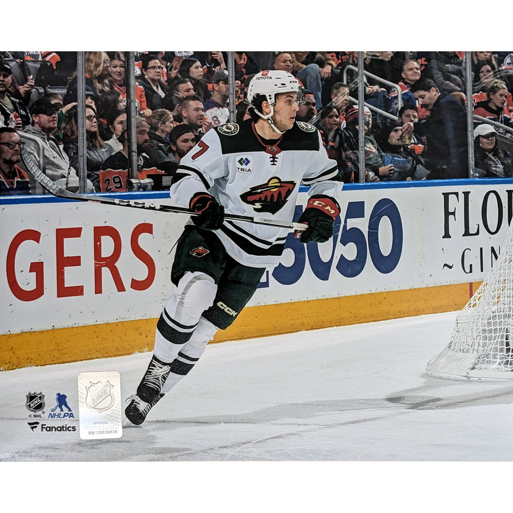 Brock Faber Unsigned Minnesota Wild 8x10 Photo White Jersey Collectibles Fan HQ