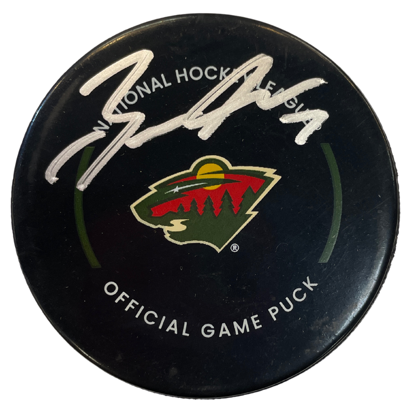 Brock Faber Autographed Minnesota Wild Official Game Puck