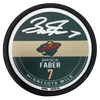 Brock Faber Autographed Fan HQ Exclusive Minnesota Wild Player Puck Autographs FanHQ   