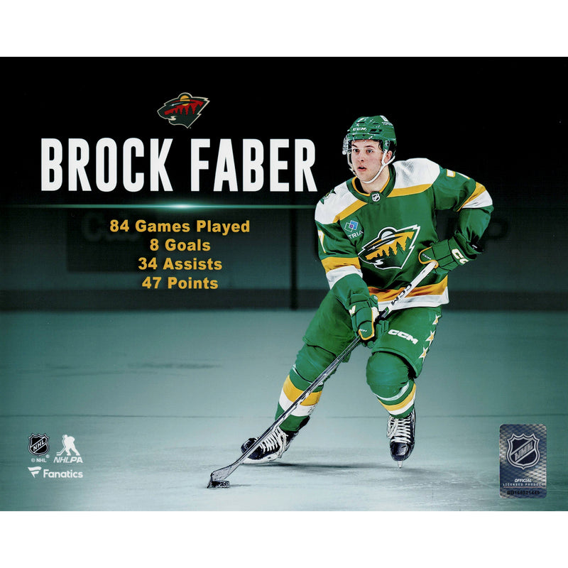 Brock Faber Unsigned Minnesota Wild 8x10 Stat Photo Collectibles Fan HQ