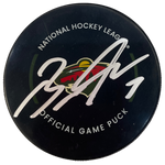 Brock Faber Autographed Minnesota Wild Official Game Puck Autographs FanHQ