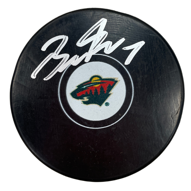 Brock Faber Autographed Minnesota Wild Logo Puck