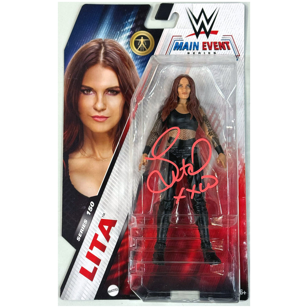 LITA Amy Dumas Autographed WWE Main Event 150 Mattel Toy Wrestling