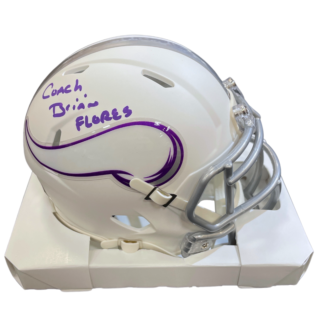 Brian Flores Autographed Minnesota Vikings Winter Warrior Mini Helmet Autographs FanHQ