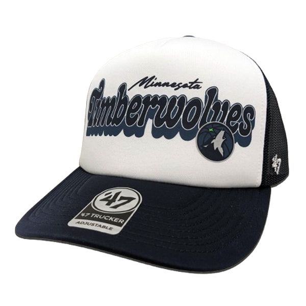 Minnesota Timberwolves '47 Brand Navy Vibes Trucker Snapback Hat Hats 47 Brand   