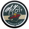Marcus Foligno Autographed Minnesota Wild Green Logo Puck Autographs FanHQ
