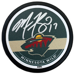 Marcus Foligno Autographed Minnesota Wild Green Logo Puck Autographs FanHQ