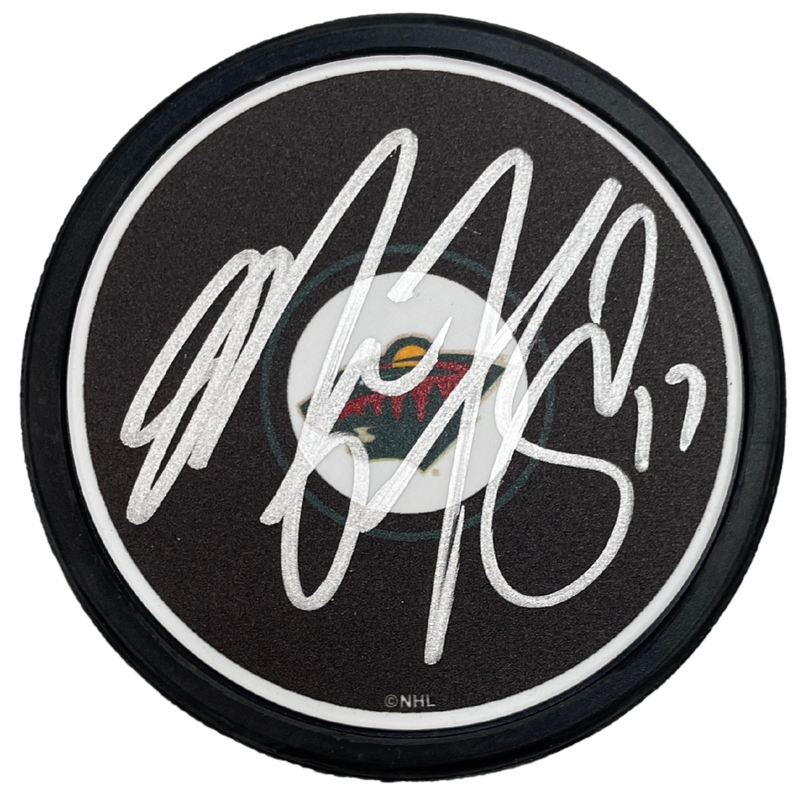 Marcus Foligno Autographed Minnesota Wild Logo Puck Autographs FanHQ