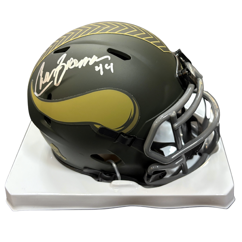Chuck Foreman Autographed Minnesota Vikings Salute To Service Mini Helmet Autographs FanHQ
