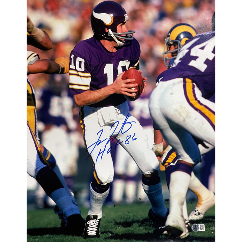 Fran Tarkenton Autographed Minnesota Vikings 16x20 Photo w/ HOF Inscription Autographs FanHQ