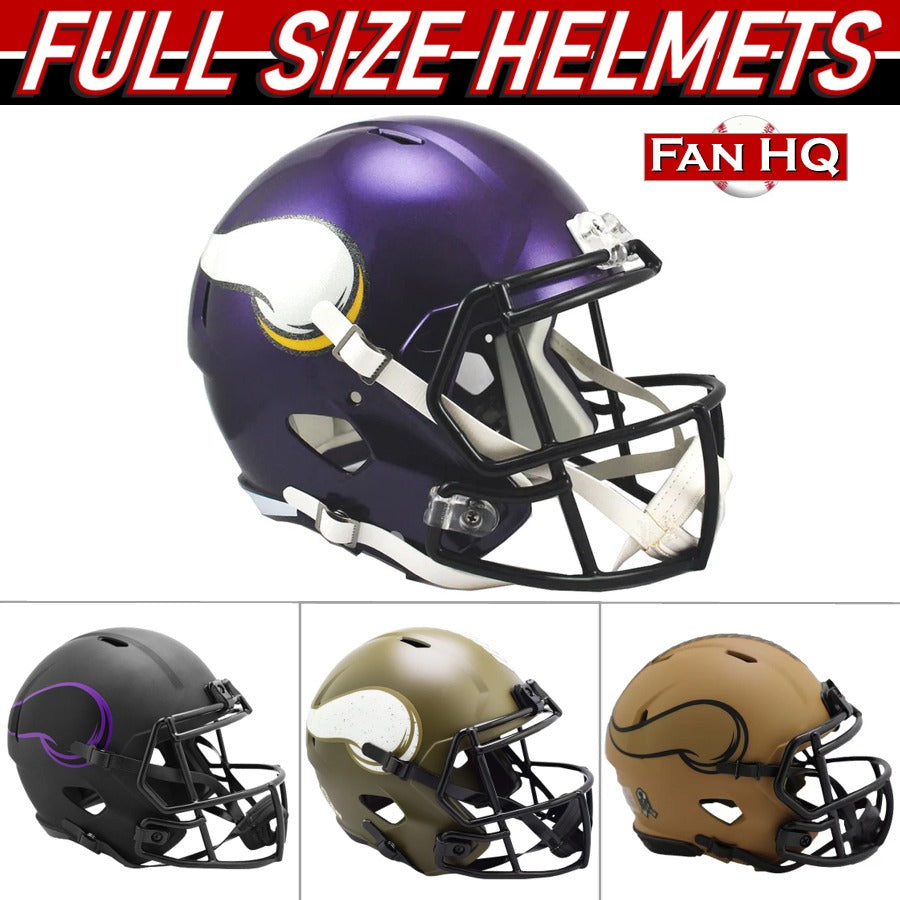 PRE-ORDER: J.J. McCarthy Autographed Minnesota Vikings Full Size Replica Helmet (Choose From List) Autographs FanHQ   