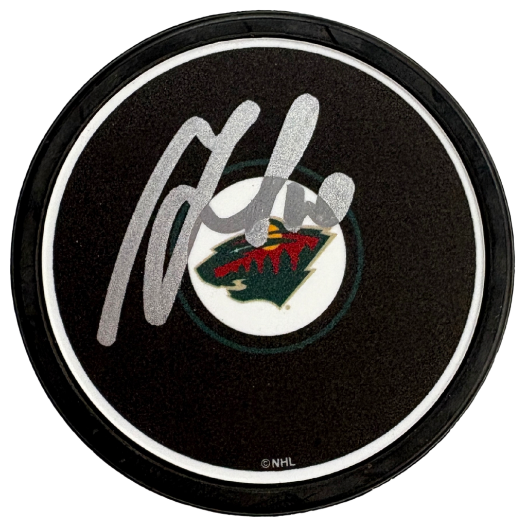 Marian Gaborik Autographed Minnesota Wild Logo Puck Autographs FanHQ