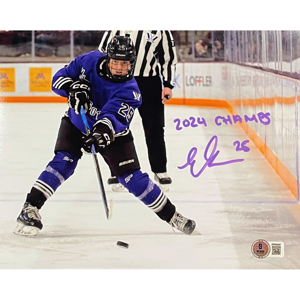 Emma Greco Autographed PWHL Minnesota 8x10 Photo w/ 2024 Champs Inscription Autographs FanHQ