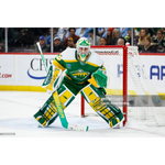 PRE-ORDER: Filip Gustavsson Autographed Minnesota Wild Action 8x10 Photo Autographs FanHQ Retro Jersey Autograph Only