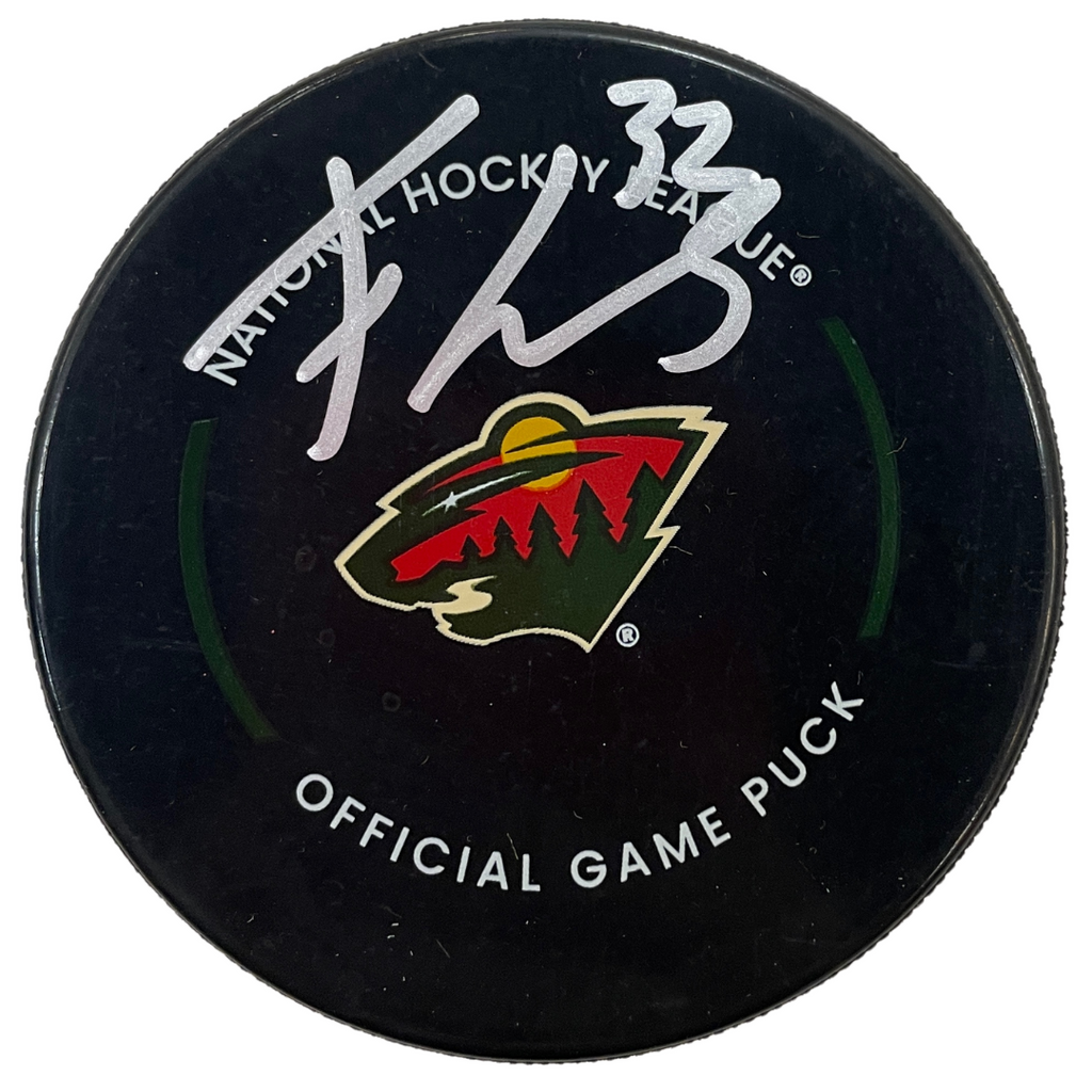 Filip Gustavsson Autographed Minnesota Wild Official Game Puck Autographs FanHQ