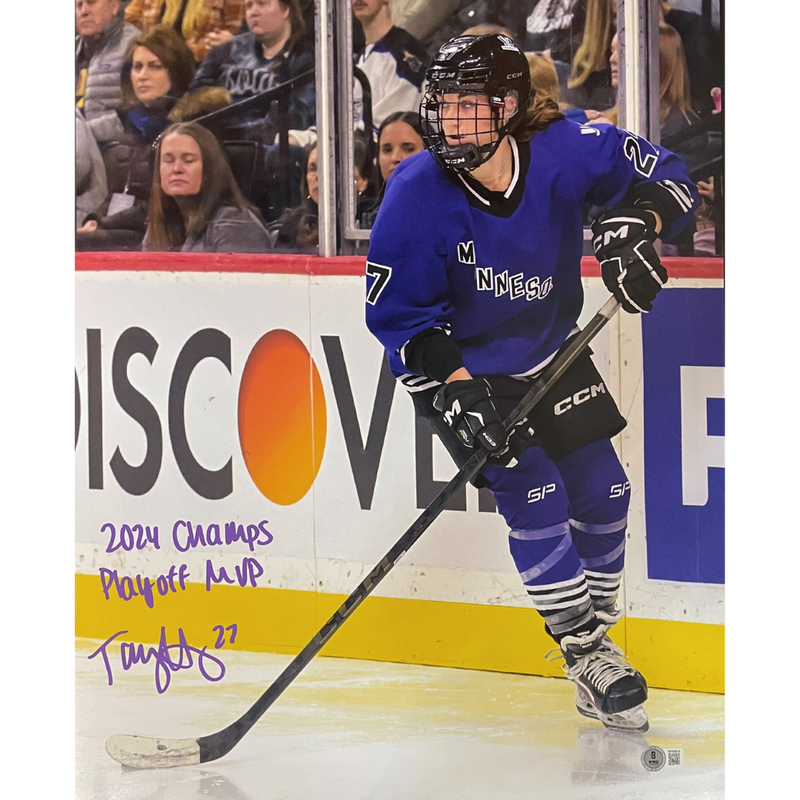 Taylor Heise Autographed PWHL Minnesota 16x20 Photo w/ 2024 Champs & Playoff MVP Inscriptions Autographs FanHQ   