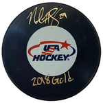 Nicole Hensley Autographed USA Hockey Logo Puck w/ 2018 Gold Inscription Autographs FanHQ