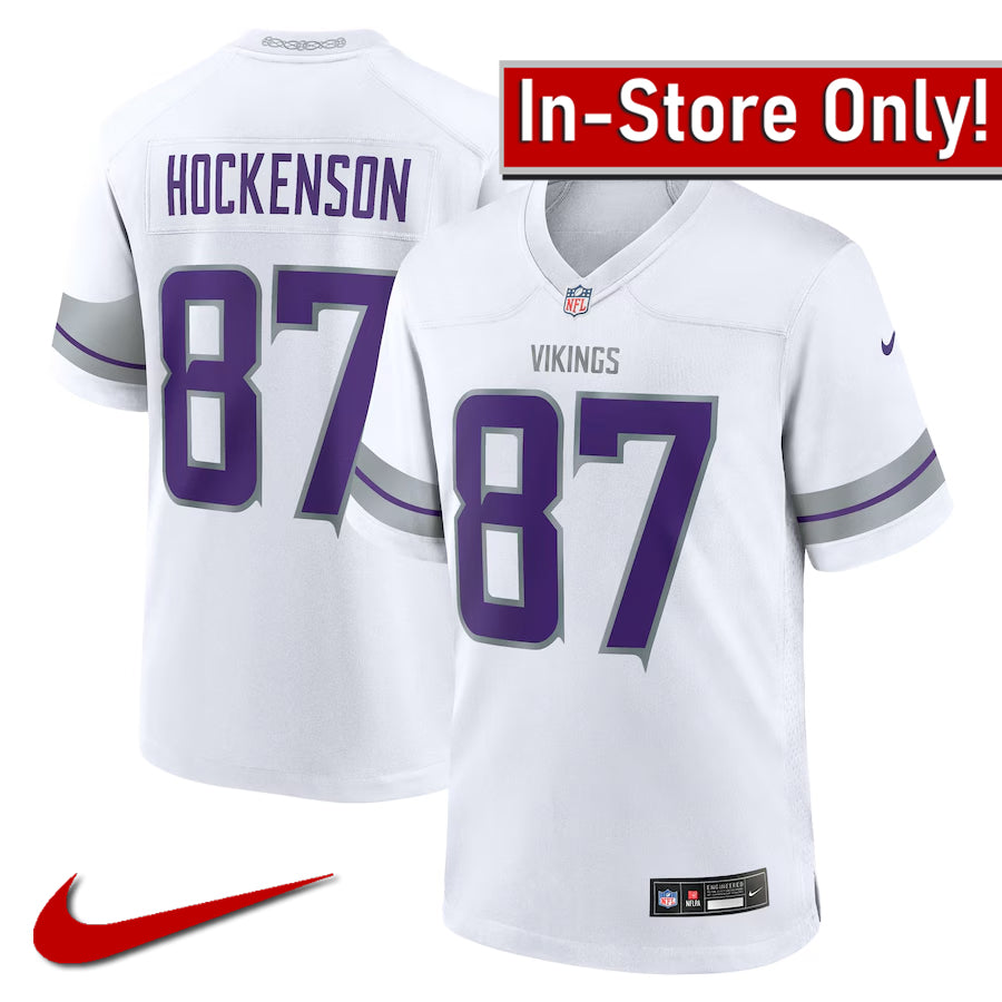 AVAILABLE IN-STORE ONLY! T.J. Hockenson Minnesota Vikings White Nike Alternate Game Jersey Jersey Nike   