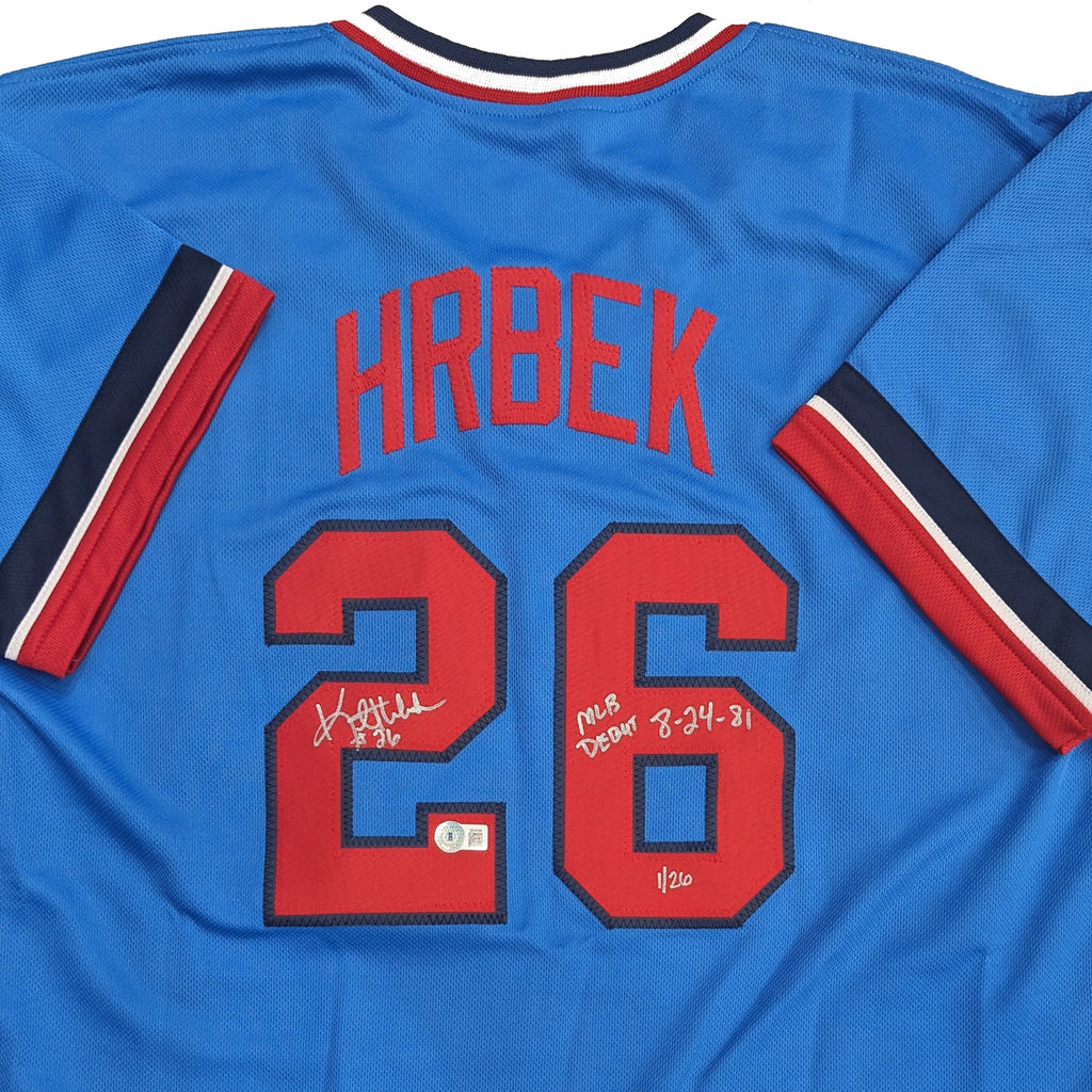 Kent Hrbek Autographed Blue #26 Rookie Pro-Style Jersey Autographs Fan HQ #1/26  