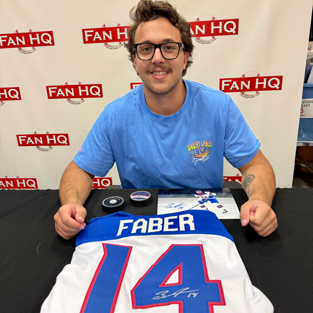 Brock Faber Autographed Blue USA Hockey Recessed Logo Puck Autographs FanHQ