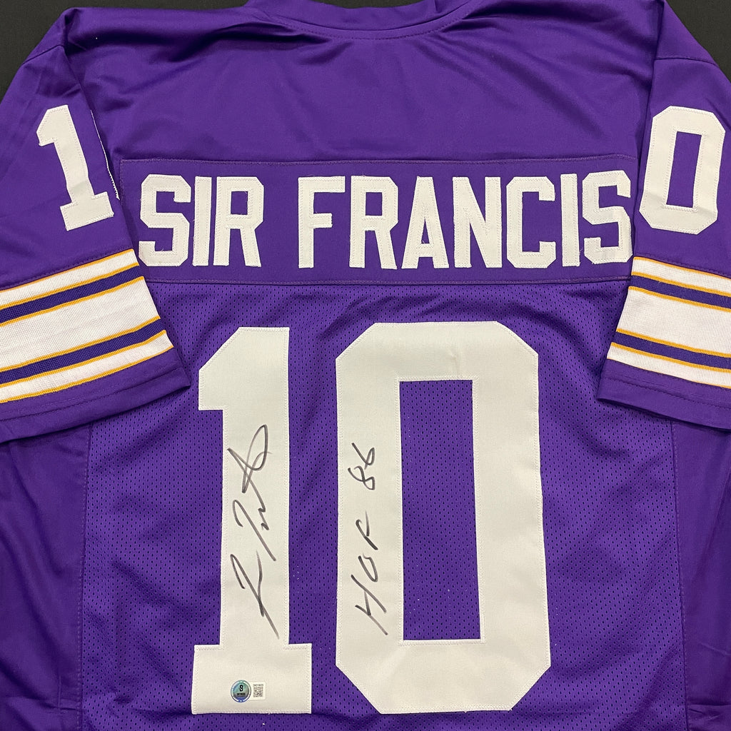 Fran Tarkenton Autographed Purple Pro-Style Nickname Jersey w/ HOF 86 Inscription Autographs FanHQ