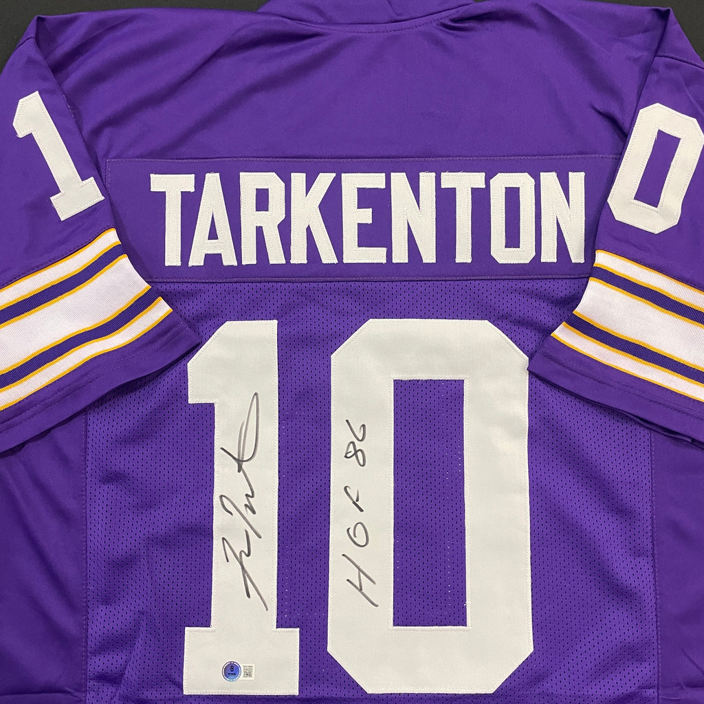 Fran Tarkenton Autographed Purple Pro-Style Jersey w/ HOF 86 Inscription Autographs FanHQ