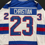 Dave Christian Autographed USA White Olympic-Style Jersey w/ 1980 Gold Inscription Autographs Fan HQ