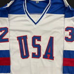 Dave Christian Autographed USA White Olympic-Style Jersey w/ 1980 Gold Inscription Autographs Fan HQ