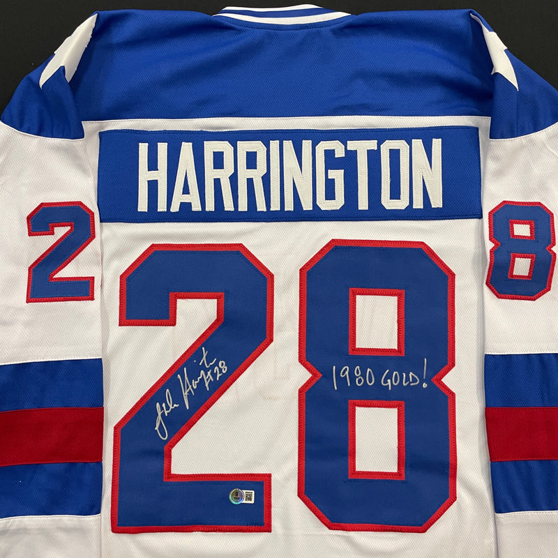 John Harrington Autographed USA White Olympic-Style Jersey w/ 1980 Gold Inscription Autographs Fan HQ