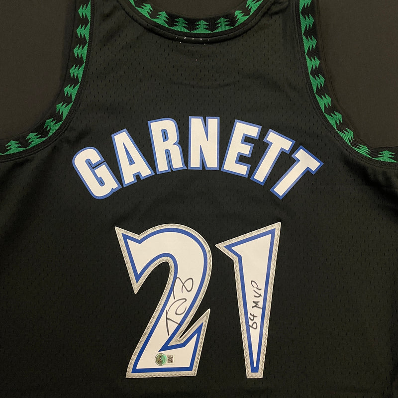 Kevin Garnett Autographed Black Minnesota Timberwolves Mitchell & Ness Jersey w/ 04 MVP Inscription Autographs FanHQ