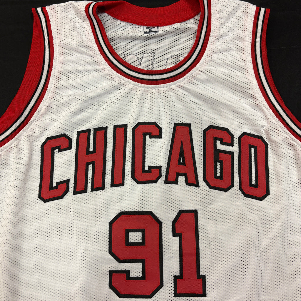 Dennis Rodman Autographed White Pro-Style Jersey Autographs Fan HQ