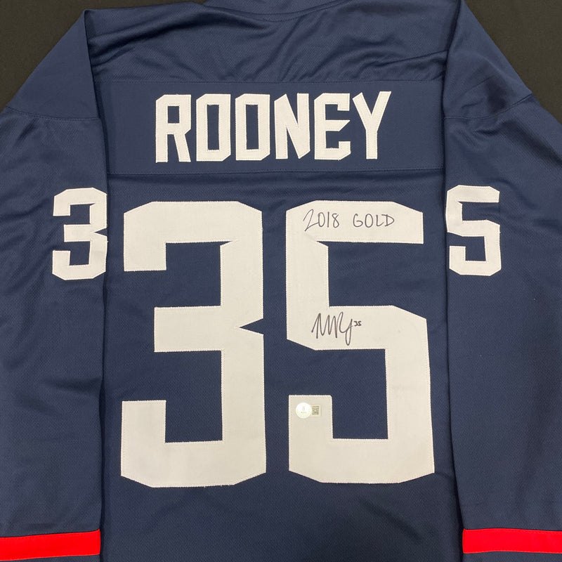 Maddie Rooney Autographed Blue USA Jersey w/ 2018 Gold! Inscription Autographs FanHQ   