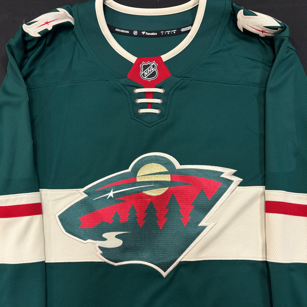 Brock Faber Autographed Minnesota Wild Green Fanatics Breakaway Replica Jersey Autographs Fan HQ