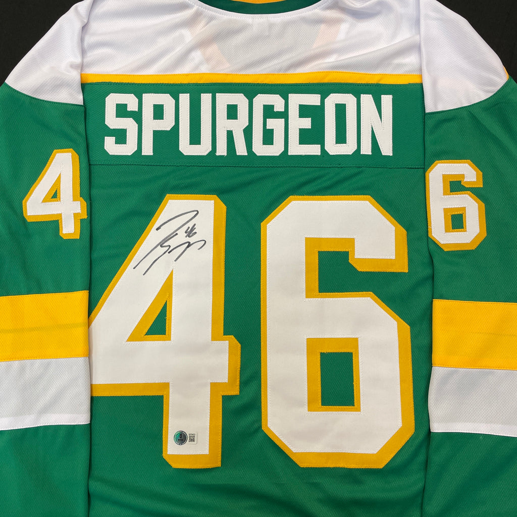 Jared Spurgeon Autographed Green Throwback Pro-Style Jersey Autographs FanHQ   