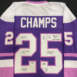 Maddie Rooney, Kelly Pannek, Grace Zumwinkle, Nicole Hensley, Michela Cava, Lee Stecklein, Brooke Bryant Autographed 25 CHAMPS Pro-Style Jersey (Numbered Edition) Autographs Fan HQ #17/35 (Bryant inscribed)