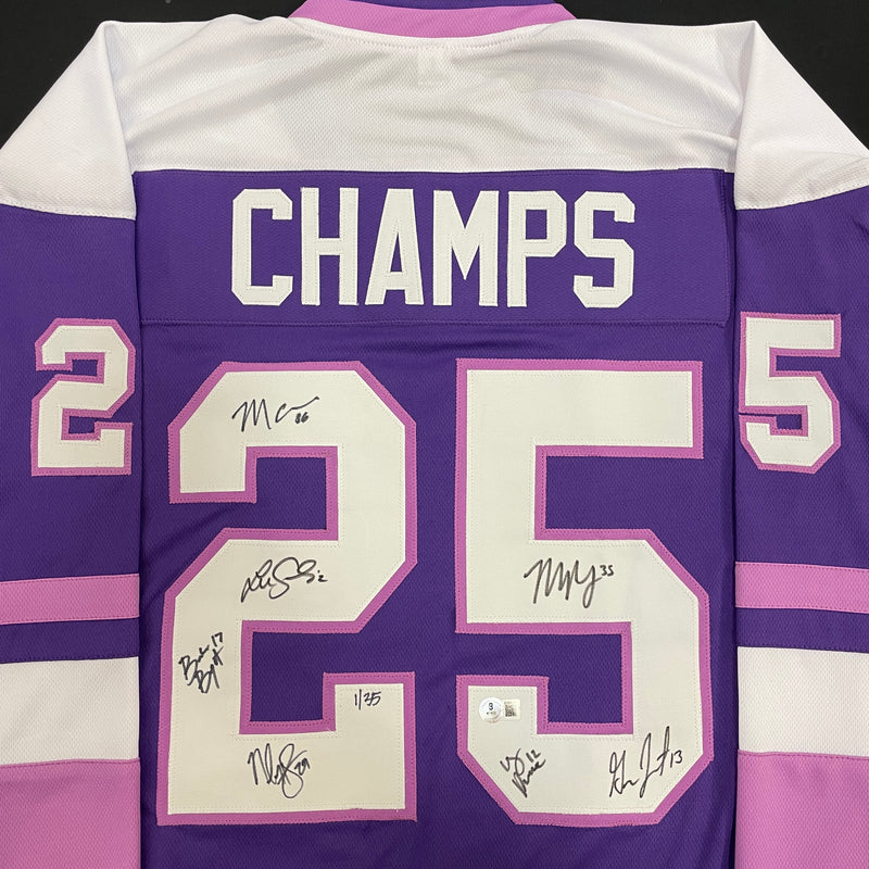Maddie Rooney, Kelly Pannek, Grace Zumwinkle, Nicole Hensley, Michela Cava, Lee Stecklein, Brooke Bryant Autographed 25 CHAMPS Pro-Style Jersey (Numbered Edition) Autographs Fan HQ #1/35