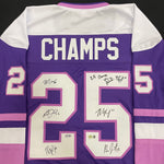 Maddie Rooney, Kelly Pannek, Grace Zumwinkle, Nicole Hensley, Michela Cava, Lee Stecklein, Brooke Bryant Autographed 25 CHAMPS Pro-Style Jersey (Numbered Edition) Autographs Fan HQ #12/35 (Pannek inscribed)