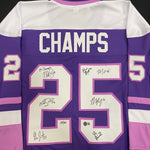 Maddie Rooney, Kelly Pannek, Grace Zumwinkle, Nicole Hensley, Michela Cava, Lee Stecklein, Brooke Bryant Autographed 25 CHAMPS Pro-Style Jersey (Numbered Edition) Autographs Fan HQ #29/35 (Hensley inscribed)