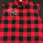 Mick Foley Autographed Sleeveless Buffalo Plaid Flannel Shirt Vest Autographs FanHQ   