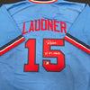 Tim Laudner Autographed Blue Pro-Style Jersey w/ 87 WS Champs Inscription Autographs Fan HQ   