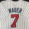 Joe Mauer Autographed White Pinstripe Pro-Style Jersey w/ HOF 2024 Inscription Autographs Fan HQ