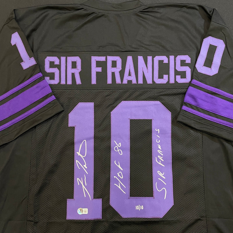 Fran Tarkenton Autographed Fan HQ Exclusive Blackout Nickname Jersey w/ Sir Francis & HOF 86 Inscriptions (Numbered Edition) Autographs FanHQ Number 10/10