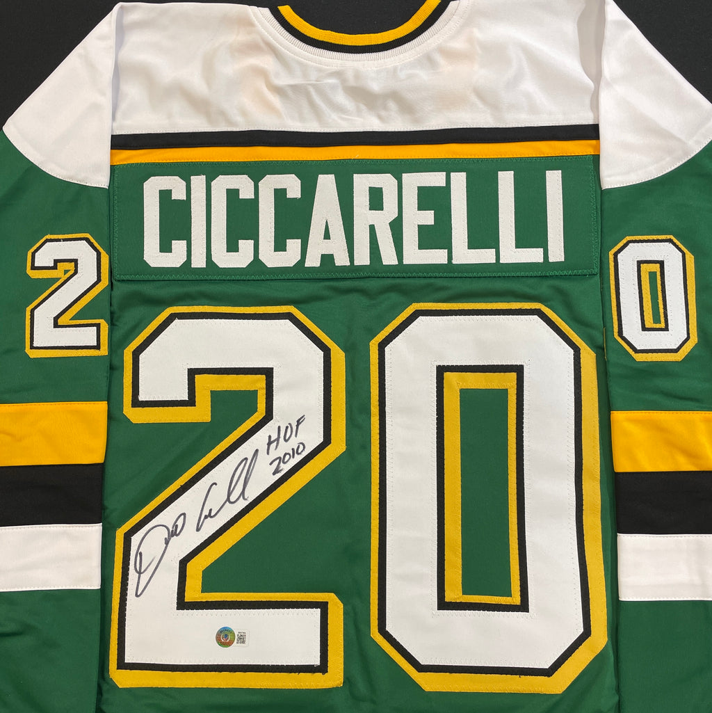 Dino Ciccarelli Autographed Green Pro-Style Jersey w/ HOF 2010 Inscription Autographs FanHQ