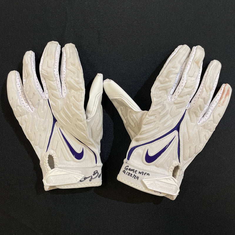 Cam Bynum Game Used Gloves and Arm Sleeves Autographs FanHQ Game Worn Gloves vs. Texans 9/22/24