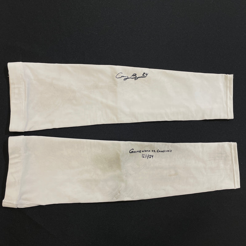 Cam Bynum Game Used Gloves and Arm Sleeves Autographs FanHQ Game Worn Sleeves vs. Cardinals 12/1/24