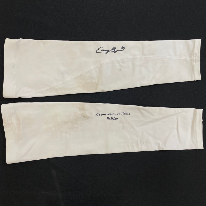 Cam Bynum Game Used Gloves and Arm Sleeves Autographs FanHQ Game Worn Sleeves vs. Titans 11/27/24