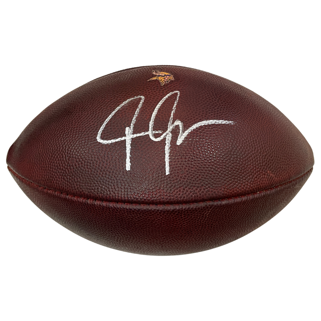 Justin Jefferson Autographed Minnesota Vikings Practice Used Wilson "The Duke" Authentic NFL Football Autographs FanHQ