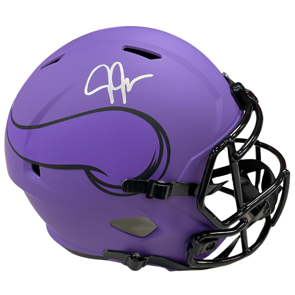 Justin Jefferson Autographed Minnesota Vikings Rave Full-Size Replica Speed Helmet Autographs FanHQ