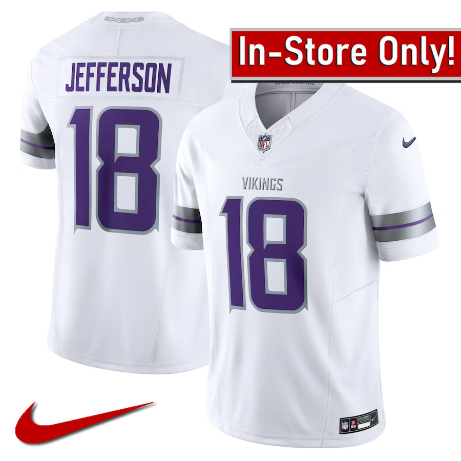 AVAILABLE IN-STORE ONLY! PRE-ORDER: Justin Jefferson Autographed Minnesota Vikings Nike Vapor F.U.S.E. Limited Jersey (Choose From List) Autographs FanHQ Purple w/ White Numbers Autograph Only