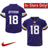 AVAILABLE IN-STORE ONLY! Justin Jefferson Kids Minnesota Vikings Purple Nike Game Jersey Jersey Nike
